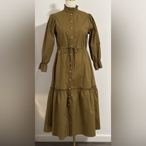 Olive Green Dress Size Small Cottagecore Tiered Witchy Prairie